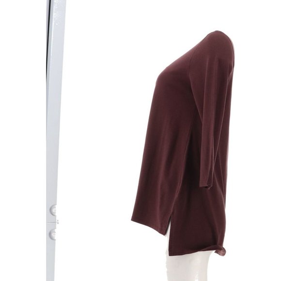 NWT LOGO PRINCIPLES BY LORI GOLDSTEIN 3/4 SLEEVE HI-LOW HEM TOP FUDGE XXS - Picture 4 of 13